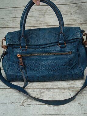 Aimee Kestenberg Teal Leather Diamond Quilted Crossbody Satchel